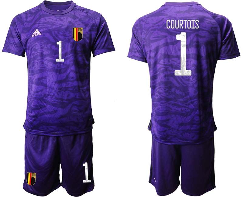 Cheap Men 2021 European Cup Belgium purple goalkeeper 1 Soccer Jerseys